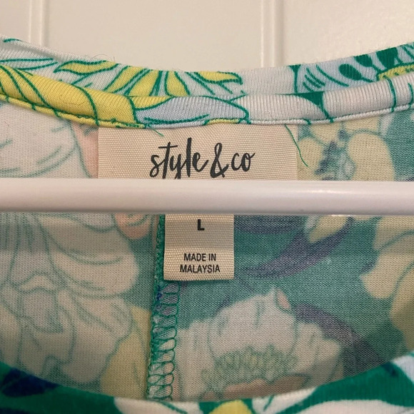 NWOT | Style & Co women’s green floral print sleeveless dress — large - Picture 3 of 4